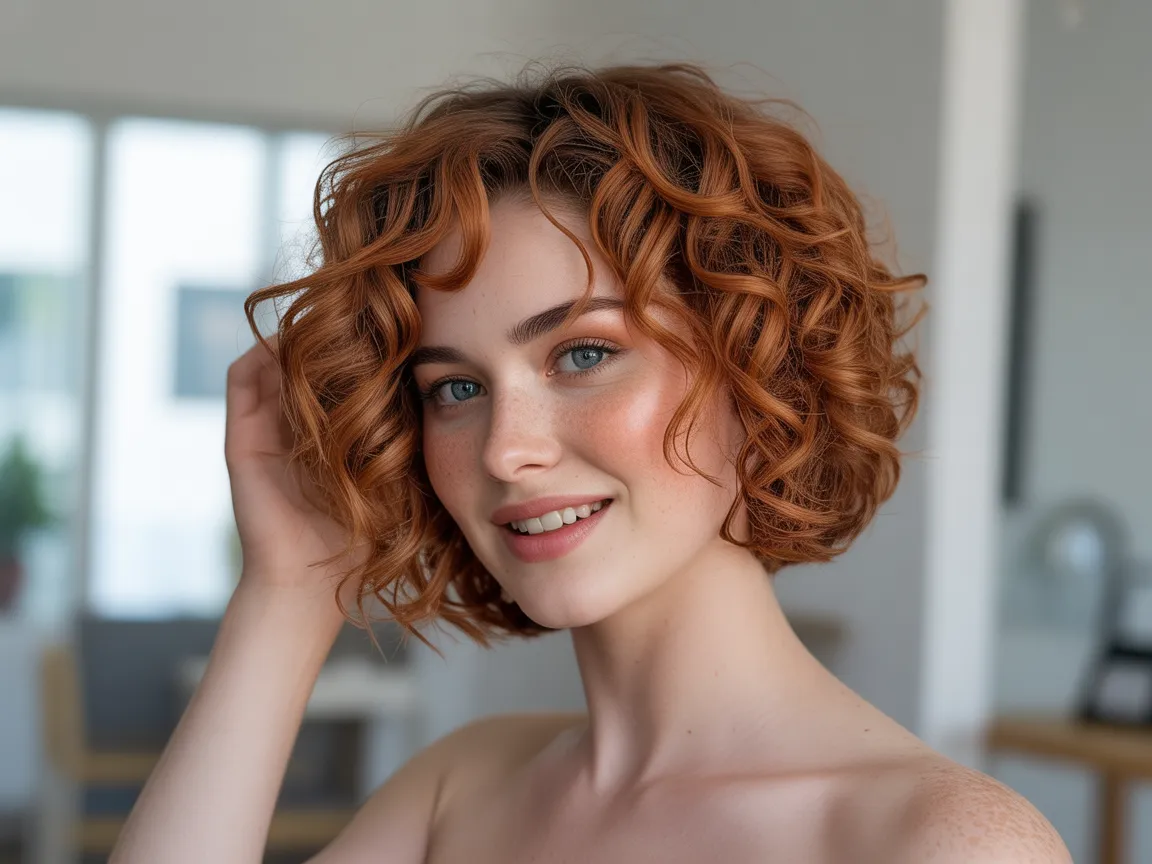 Copper Auburn Curly Bob