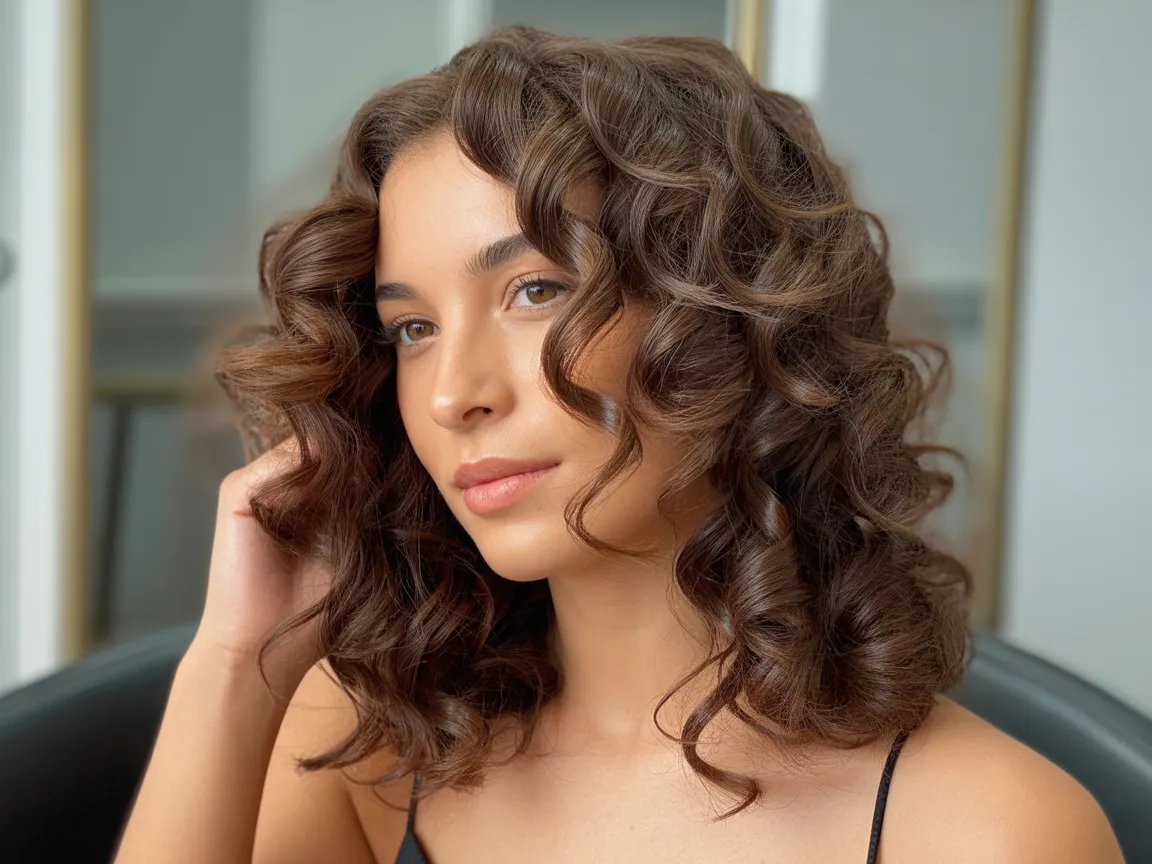 Curly Side Part Style