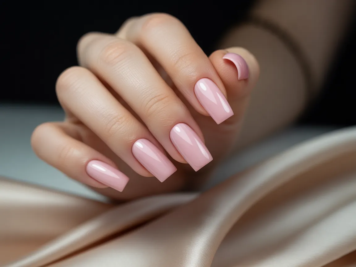 Long Square Pink Acrylic Nails