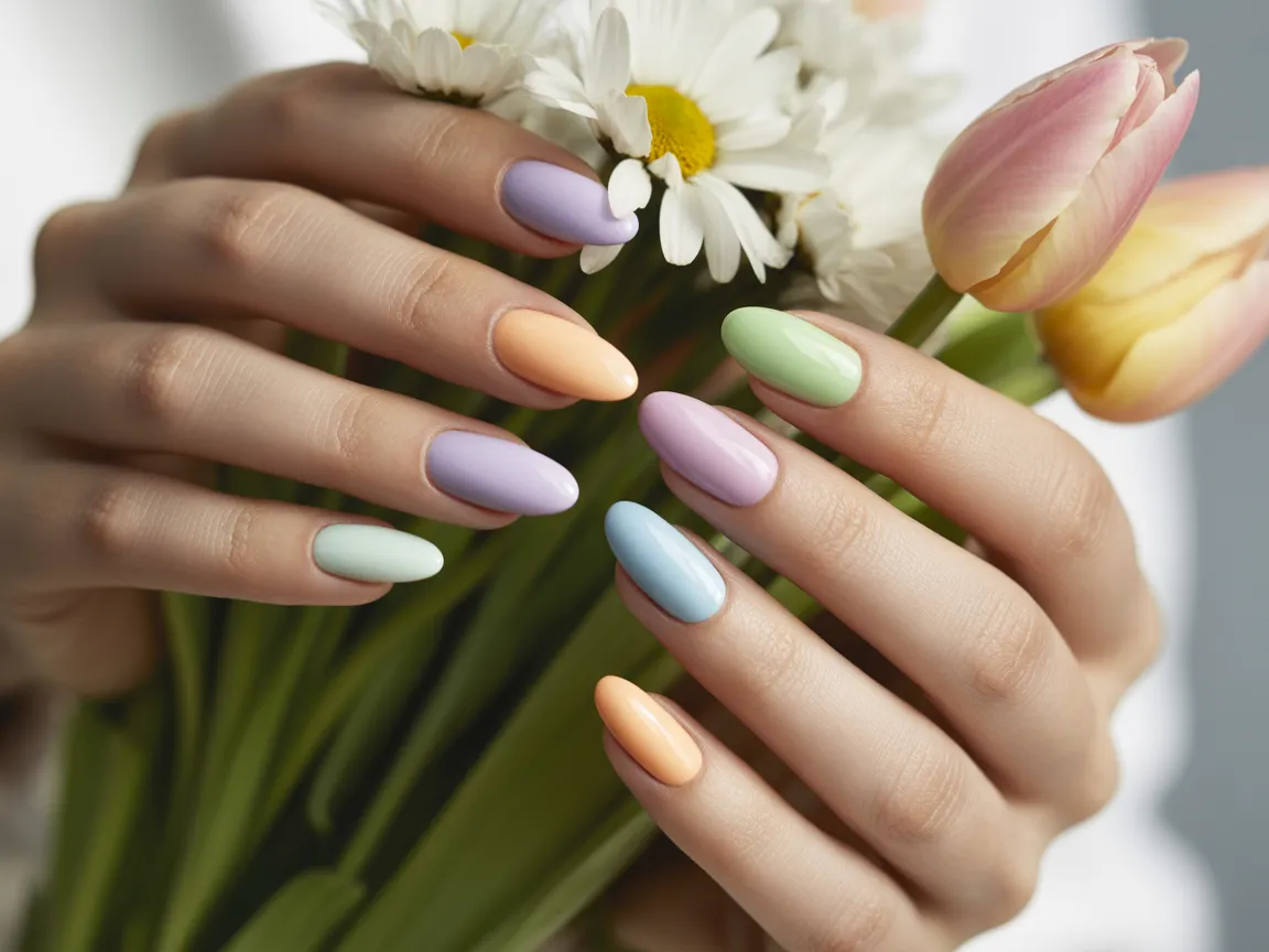 Pastel Almond Spring Nails