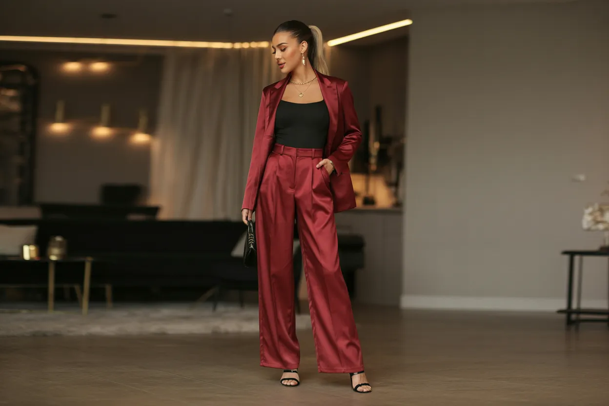 Red Satin Trousers