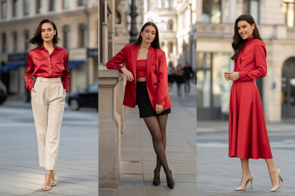 red outfit women classy