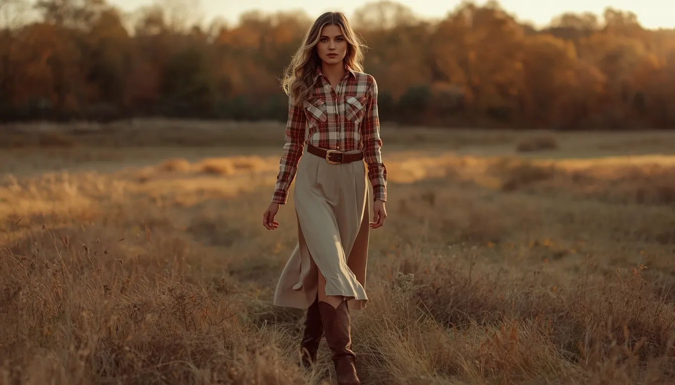Plaid Shirt and Skirt