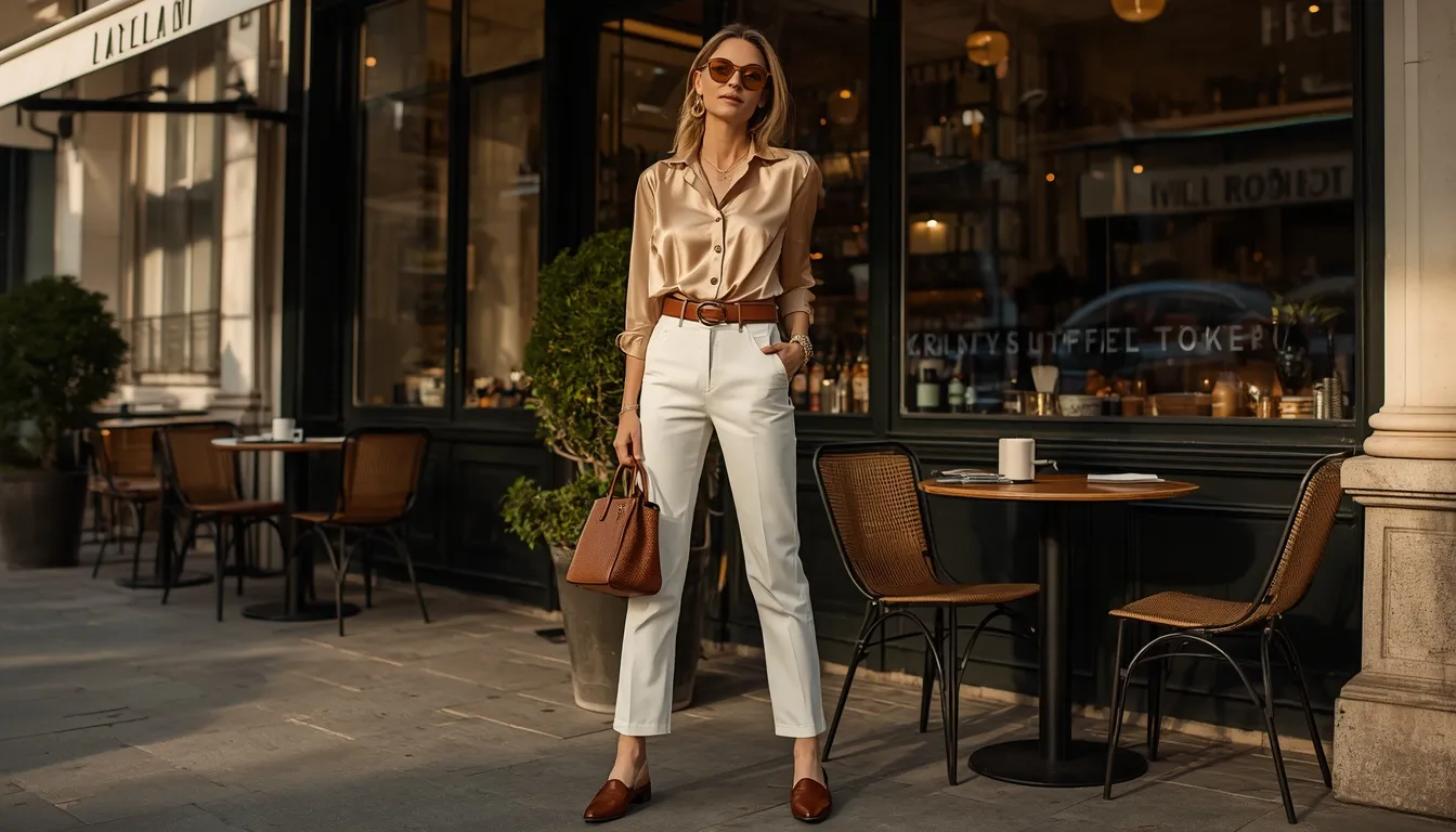 Silk Blouse & White Jeans
