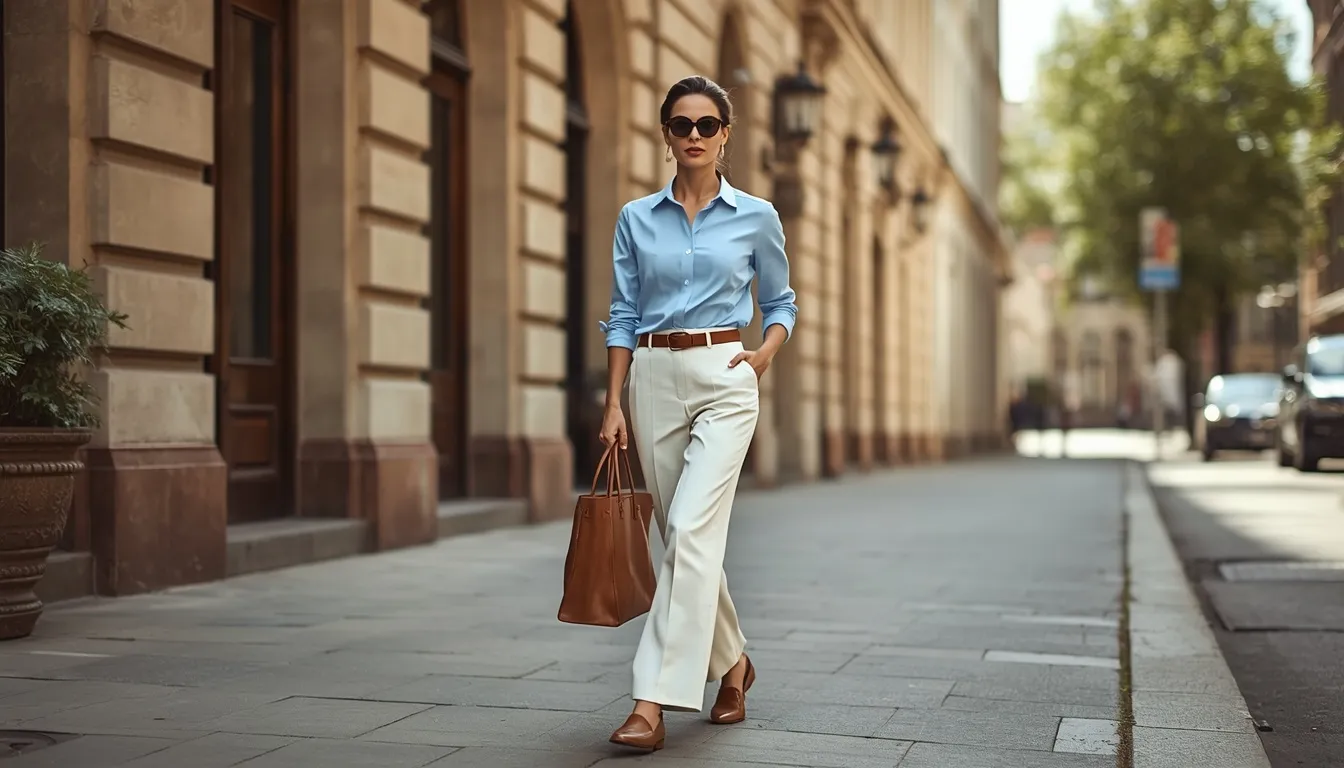 Oxford Shirt & Wide-Leg Pants