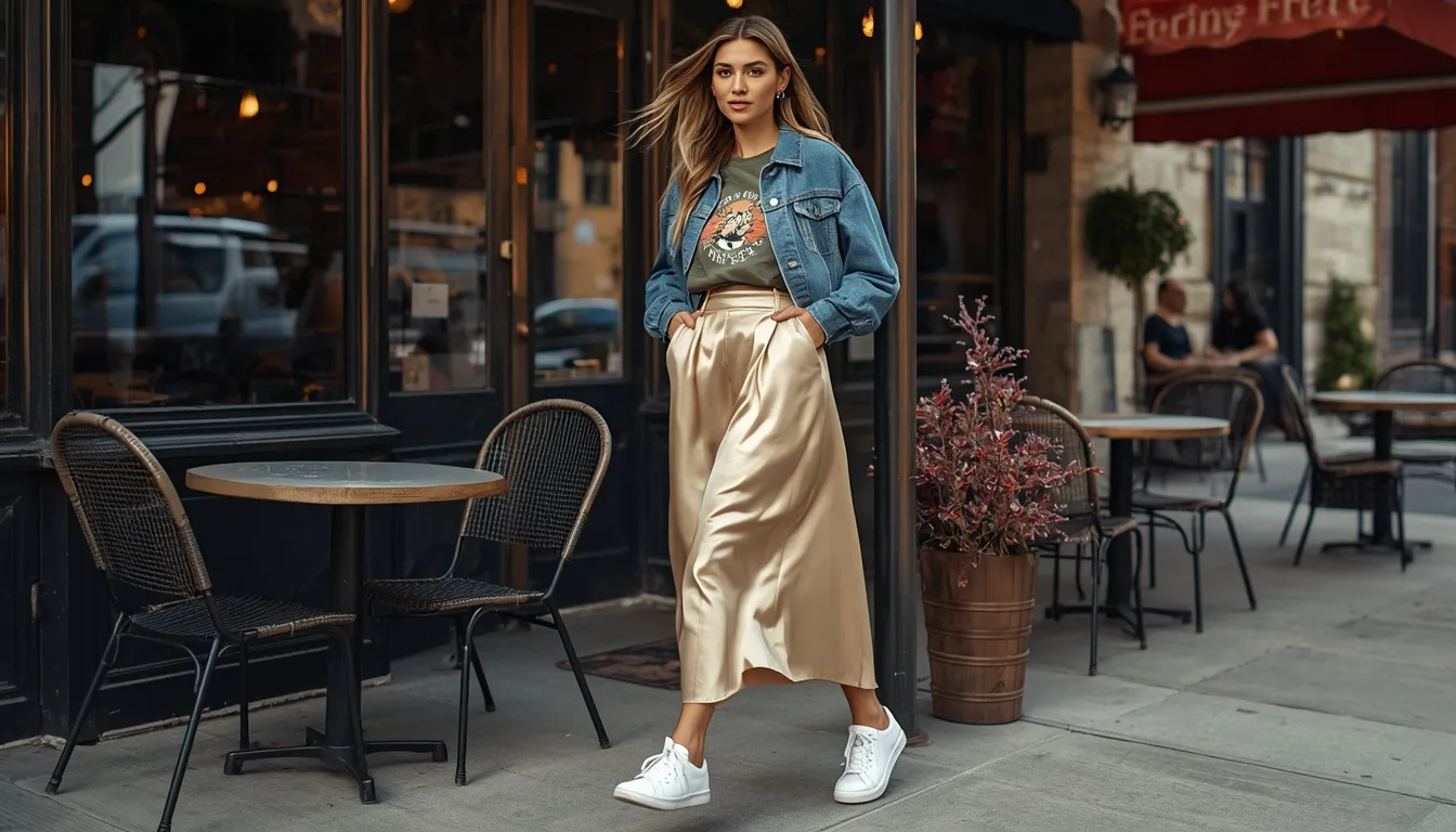 Satin Skirt Contrast